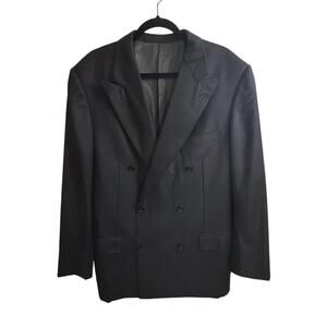 Ermenegildo Zegna Blazer Mens 42S Black TROFEO Double Breasted Peak Lapel